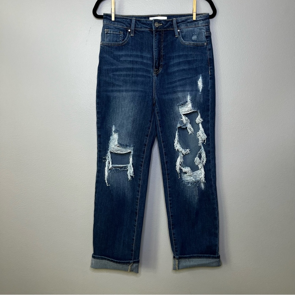 Risen Izetta HR Distressed Slim Straight Jean / Dark Wash / SZ 9/29